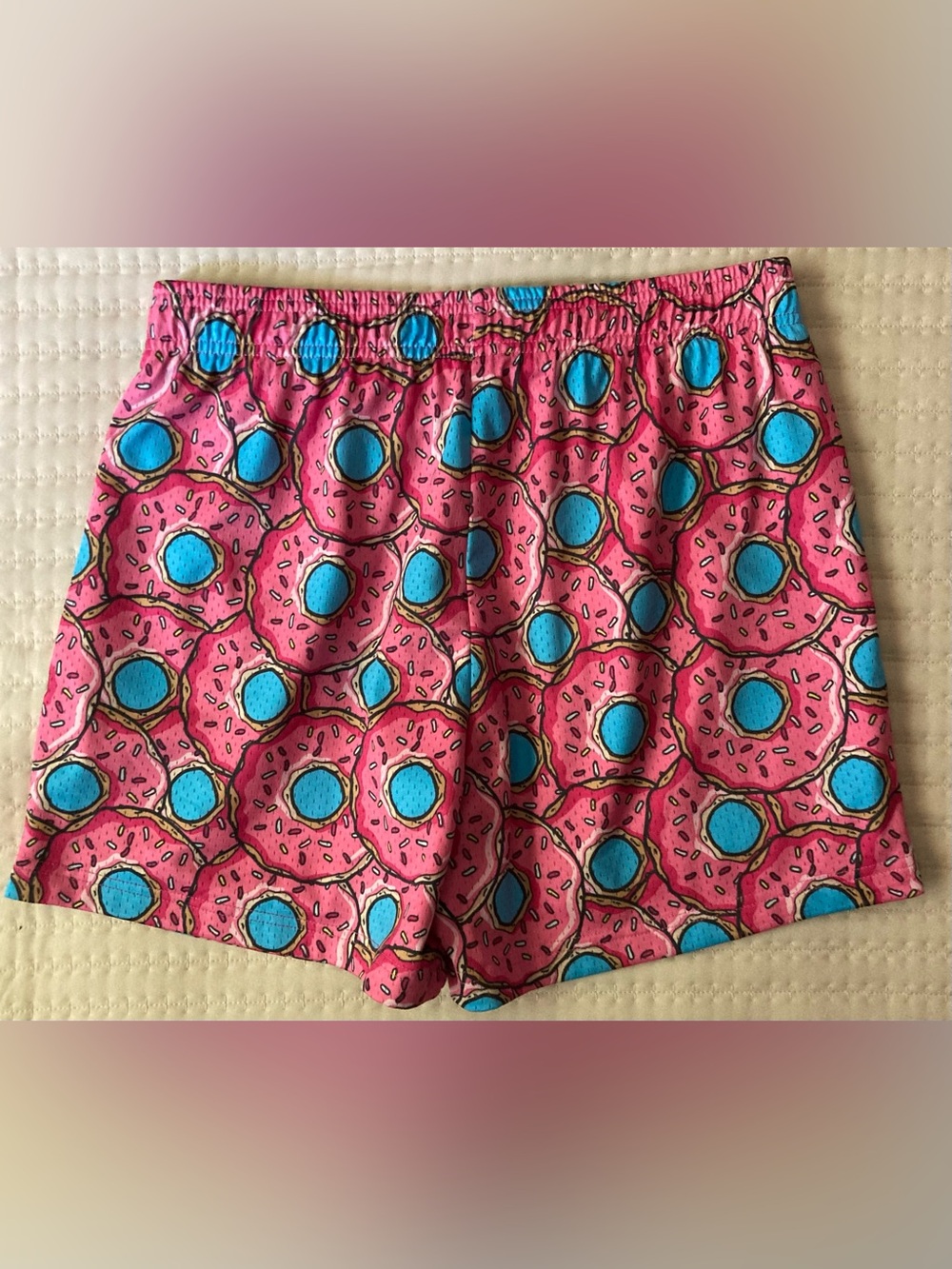 Baseball Lifestyle 101 Mesh Shorts Men’s Small Pink Donut Print 5” Inseam - Picture 3 of 10